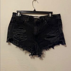 black jean shorts